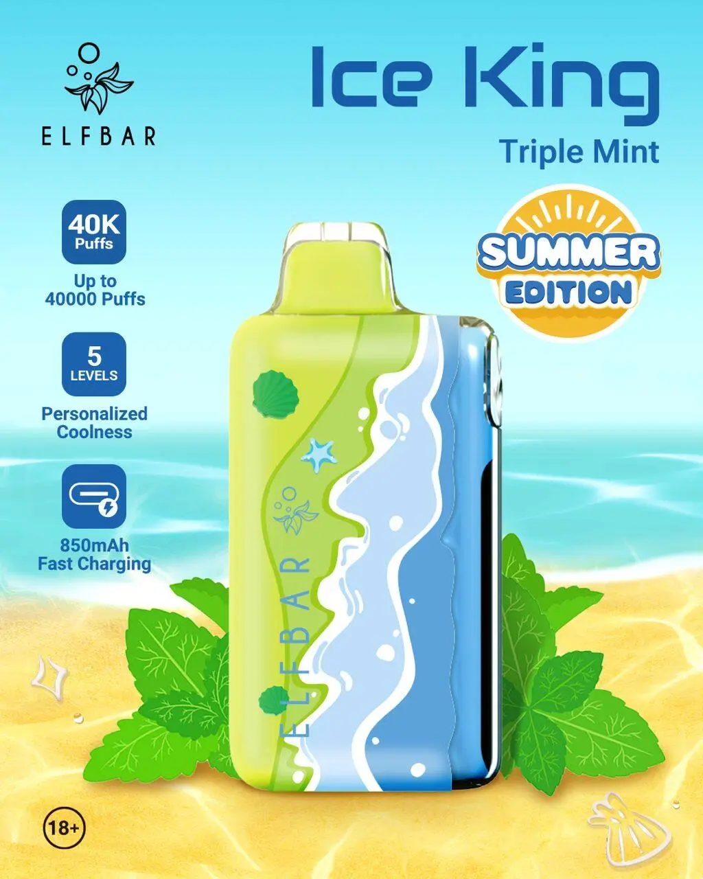ELF BAR ICE KING – SUMMER EDITION – TRIPLE MINT – 40K PUFFS