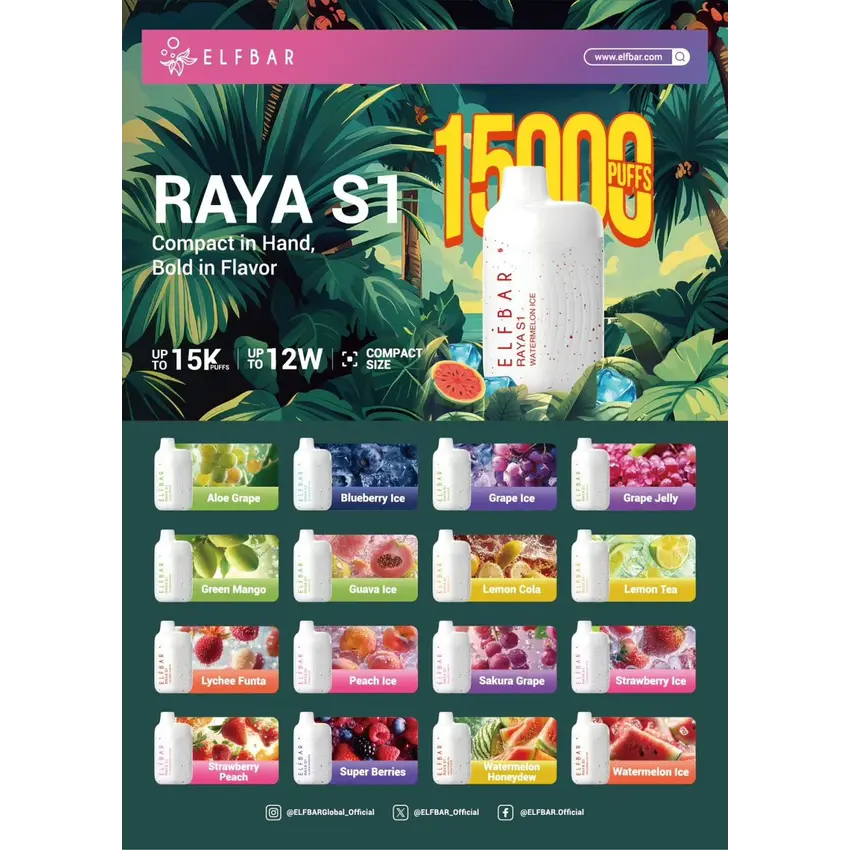 ELF BAR RAYA S1 15K Puffs – Mango Lychee Bubblegum